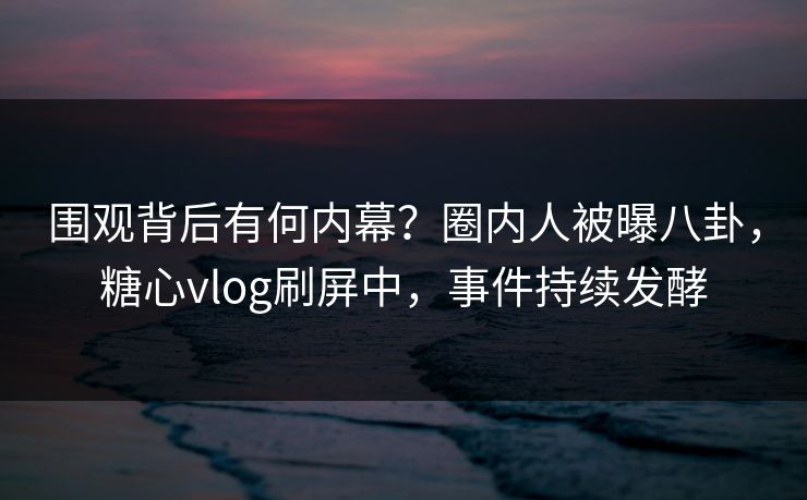 围观背后有何内幕？圈内人被曝八卦，糖心vlog刷屏中，事件持续发酵