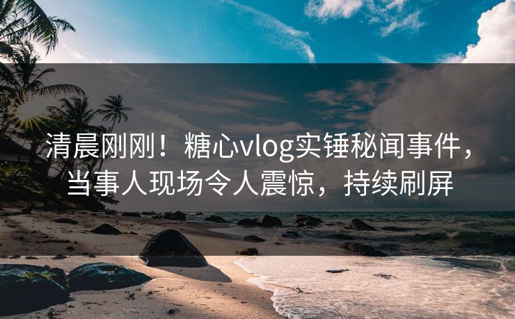 清晨刚刚！糖心vlog实锤秘闻事件，当事人现场令人震惊，持续刷屏