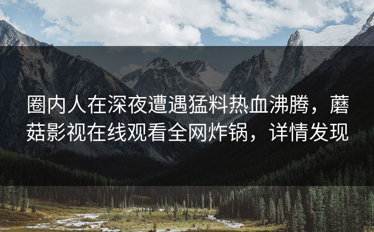 圈内人在深夜遭遇猛料热血沸腾，蘑菇影视在线观看全网炸锅，详情发现