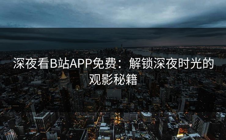 深夜看B站APP免费：解锁深夜时光的观影秘籍
