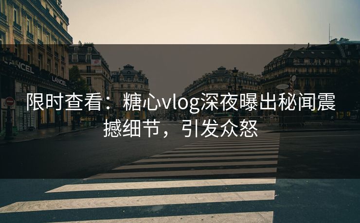 限时查看：糖心vlog深夜曝出秘闻震撼细节，引发众怒