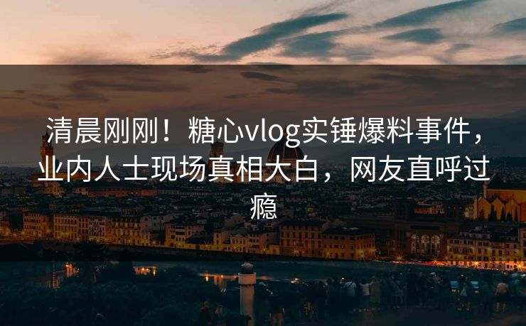 清晨刚刚！糖心vlog实锤爆料事件，业内人士现场真相大白，网友直呼过瘾
