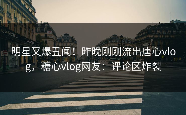 明星又爆丑闻！昨晚刚刚流出唐心vlog，糖心vlog网友：评论区炸裂