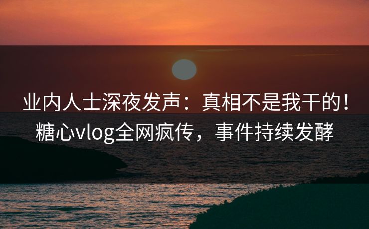 业内人士深夜发声：真相不是我干的！糖心vlog全网疯传，事件持续发酵