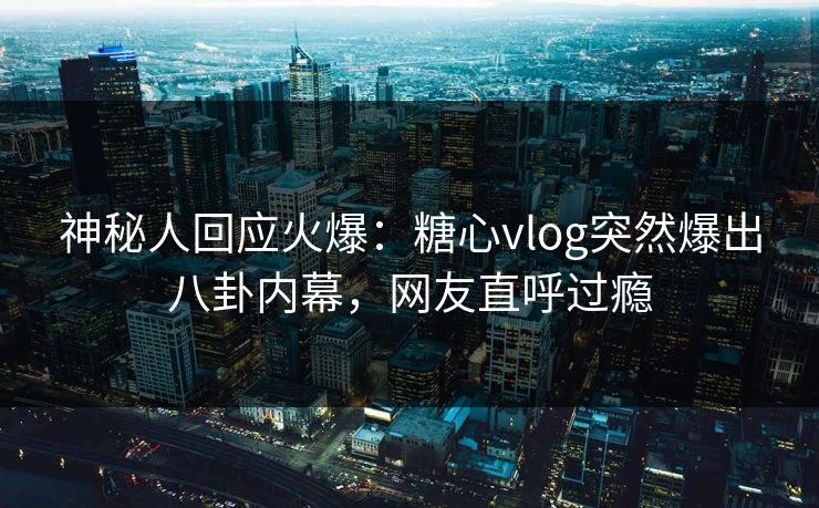 神秘人回应火爆：糖心vlog突然爆出八卦内幕，网友直呼过瘾