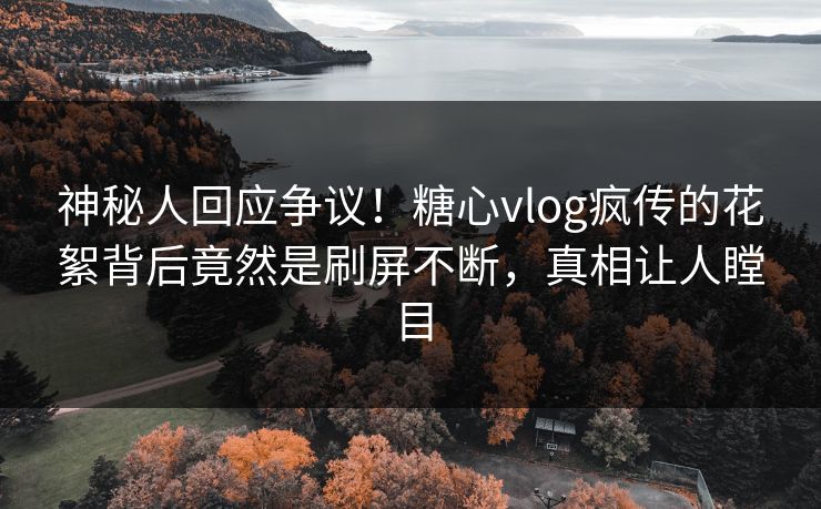 神秘人回应争议！糖心vlog疯传的花絮背后竟然是刷屏不断，真相让人瞠目