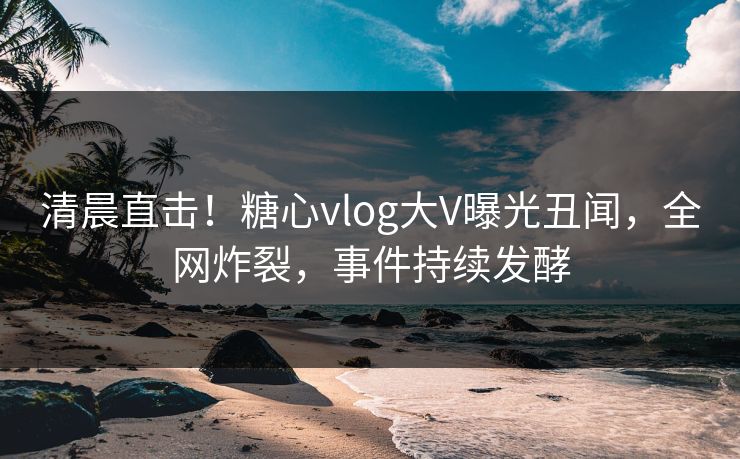 清晨直击！糖心vlog大V曝光丑闻，全网炸裂，事件持续发酵