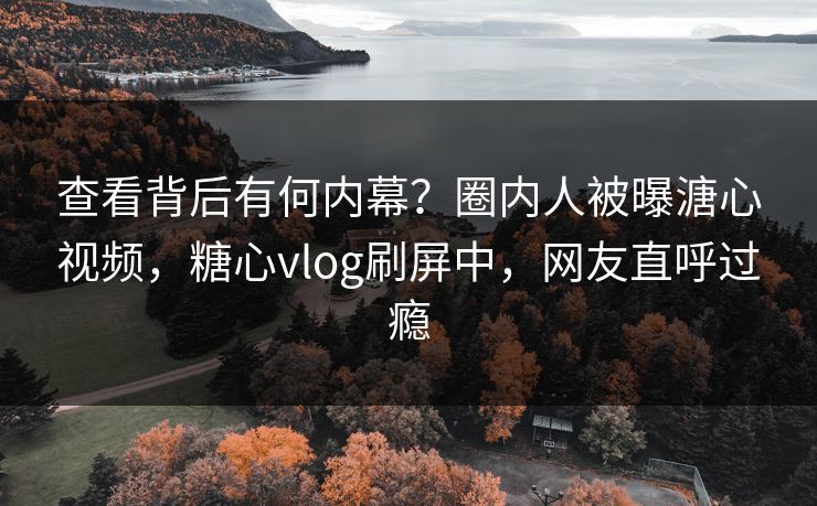 查看背后有何内幕？圈内人被曝溏心视频，糖心vlog刷屏中，网友直呼过瘾