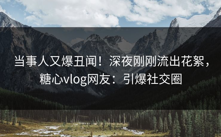 当事人又爆丑闻！深夜刚刚流出花絮，糖心vlog网友：引爆社交圈