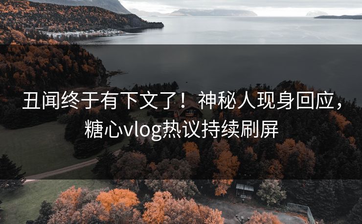 丑闻终于有下文了！神秘人现身回应，糖心vlog热议持续刷屏